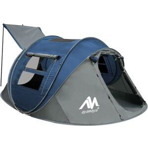 캠핑을 위한 텐트 4인용 팝업 - 스카이라이트와 탈착식 레인플라이가 있는 아야마야 방수 즉석 가족 텐트, 도어 2개로 업그레이드된 대형 사이즈 폴이 자동 이지 셋업 비치