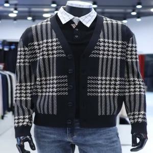 [STCO]STCO SS 안티 필링 Y넥 체크 가디건 F2KG25103