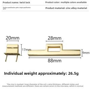 골드 프레스 캐스팅 잠금 장치 88mm 직경 수하워터 가방 하드웨어 액세서리 스트레이트 바 스퀘어 핸드백