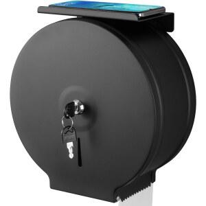 선반이 있는 상업용 점보 화장지 디스펜서, 월 마운트 스테인리스 롤 홀더, 매트 블랙 디스펜서