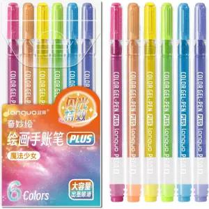 조이아스크 글리터 젤 펜 흑백 용지용 6팩 컬러 1.0mm 포인트 색칠 쓰기 그리기 일기 메모하기 학교 사무실