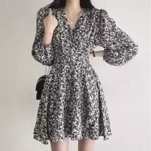 HH-L02 플라워 플라워원피스 데이트룩 미니 랩원피스 랩