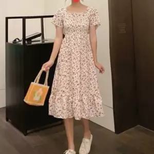 플라워원피스 꾸안꾸원피스 롱 바캉스룩 퍼프소매원피스 여름 나들이룩