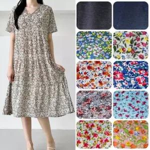 여름 프릴 A라인 여행 휴가룩 바캉스룩 루즈핏 원피스 롱 잔꽃무늬 드레스
