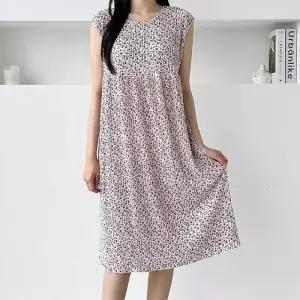 라운드넥 러블리 프릴반팔 휴가룩 캉캉 데일리원피스 캐주얼 비치원피스