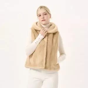 [진도모피](하남점)베이직 후드 밍크 베스트 (CMV013)