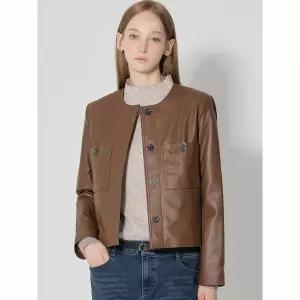 [하프클럽/르오트]양가죽100라운드넥램스킨레더자켓-사이즈5577까지