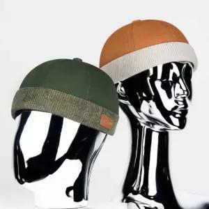 남녀공용 겨울 가을 가죽 로고 패치 숏비니 와치캡 모자