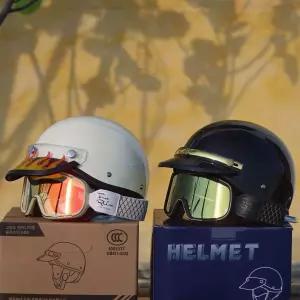 레트로 반모 헬멧 바이저 포함 스쿠터 클래식 오토바이