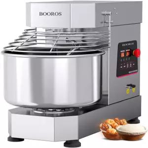 BOOROS 상용 반죽 믹서 750W 듀얼 회전 반죽기 피자 10.5Qt 용량 타이머 및 안전 보호대로 베이커리 가게에