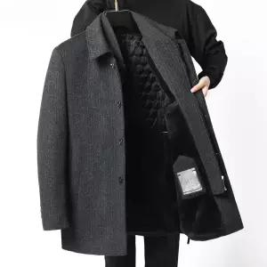 남성 모직 반코트 겨울 자켓 중년 해군 하프 코트 그레이 170cm 권장