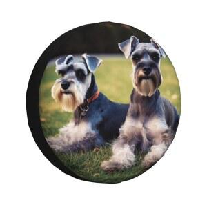 슈나우저 개 예비 타이어 커버 RV 트레일러, 방수 캠핑카 휠 커버, 방진 보호대, 유니버설 핏 SUV 트럭