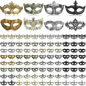 디킨 96개 마스크 여성용 벌크 마디그라 빈티지 남성 베네치아 볼 파티