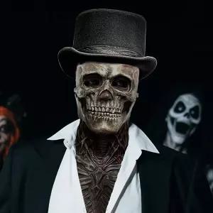 MITNOTY 할로윈 해골 마스크 무서운 풀 헤드 스켈레톤 헤드기어 사실적인 코스프레 라텍스 호러 성인