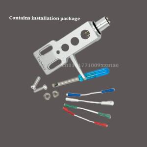 1세트 턴테이블 범용 카트리지 헤드 쉘 스타일러스 홀더 LP 비닐 픽업 레코드 플레이어 축음기 은색 와이어