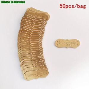 가방용 수제 PU 라벨 태그 바느질 액세서리 인조 가죽 50 개 41x16mm