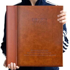 Zoview 마그네틱 셀프 스틱 사진 앨범, 패밀리 가죽 커버, 핸드메이드 DIY 앨범 3x5, 4x6, 5x7, 6x8, 8x10 보유 (브라운, 라지)