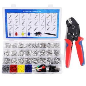 24가지  900PCS 자동차 핀 커넥터 키트 1-3.5mm 암수 비절연 와이어 터미널 및 압착 도구