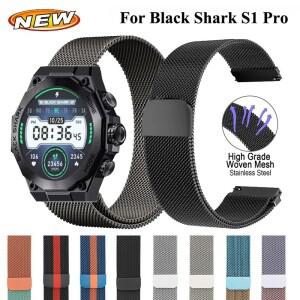 블랙샤크 S1 Pro 스마트 호환워치용 22mm 마그네틱 루프 밴드 스트랩용 스테인리스 스틸 밀라니즈 손목