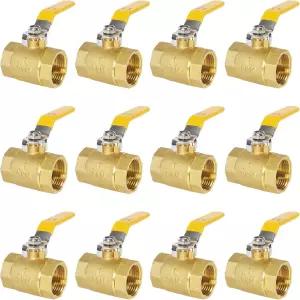 12팩 1인치 풀 포트 황동 볼 밸브 여성 나사산 NPT 헤비 듀티 150PSI 배관 피팅(1인치)