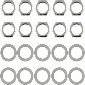 LUORNG 10 전기 기타 베이스 잭 교체 부품용 와셔 포함 소켓 너트 설정