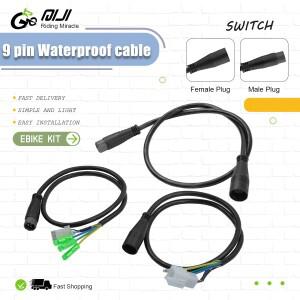 JULET Ebike 방수 9Pin 65cm 허브 모터 연장 케이블 전기 자전거 액세서리 용 변환 1000W-1500W