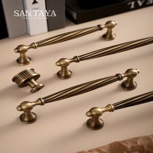 Santaya 단단한 앤티크 황동 손잡이 나선형 골지 서랍 침실 옷장 주방 캐비닛 문 단일 구멍