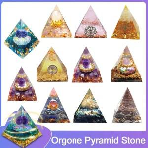 천연석 Orgonite 크리스탈 피라미드 자수정 Amethy 에너지 치유 Reiki 차크라 명상 보석 장식품 공예