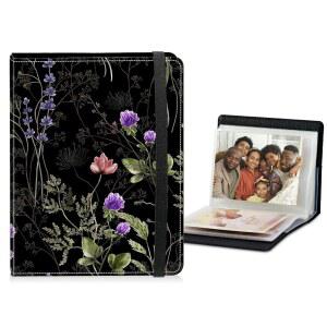 강력한 탄성 밴드가 있는 작은 사진 앨범 4x6, 60페이지짜리 120장의 PU 가죽 커버 아트 프레젠테이션 폴더 그림책 보관, 결혼식 가족 반려동물을 위한 라벤더 가든