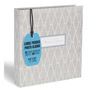 Better Office 제품 대형 패딩 사진 앨범 마그네틱 셀프 스틱 3 링 앨범, 양면 장착 시트 50장(100페이지), 11.5인치 x 12인치, 척추 2.5인치(시크 그레이)