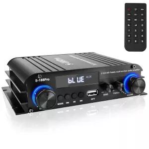 Romicta 2.1 채널 블루투스 서브우퍼 증폭기 50W x2 + 60W USB AUX 리모컨 베이스 트레블 서브컨트롤