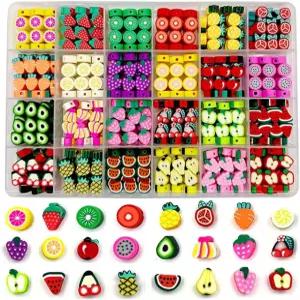 팔찌 귀걸이 주얼리 제작용 480PCS 과일 폴리머 클레이 비즈 DIY 아트 공예 선물용 혼합 스페이서 매력
