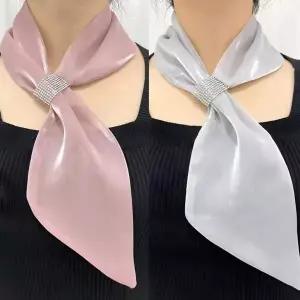 [하프클럽/]큐빅 포인트 스카프 실크 매듭 이지 타이 하객룩 소품