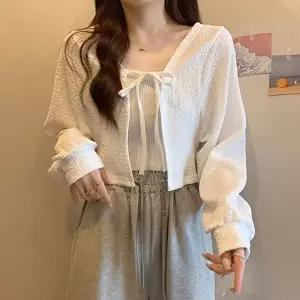 여자 크롭 여리핏 가볍고 시원한 러블리 볼레로 가디건 (KYR-WFIUT99)