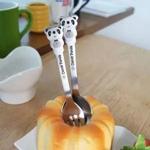 귀여운 WN22GI17 판다 스타일 유아 스푼 포크 고품질 디저트 이