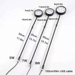 디밍이 가능한 USB 전원 LED 수족관 조명 타이머 360도 스펙트럼 물고기 탱크 식물 성장 다육 병