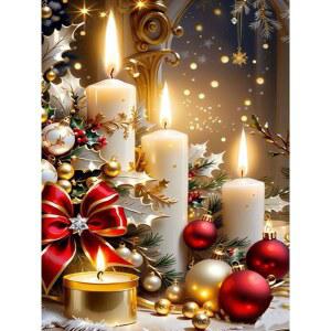 크리스마스 캔들 카운트 크로스 스티치 키트, 초보자용 스탬프 홈 데코용 니들포인트 패턴 자수 키트 아트 앤 크래프트 12 16인치