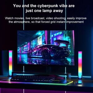 1쌍 RGB 리듬 라이트180 ° 스마트 바 게임용 LED 조명 1600만 DIY 색상 원격 제어 USB 픽업