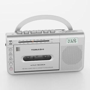AM/FM 라디오, 3.5mm 헤드폰 잭, 내장 마이크가 있는 TOMASHI 휴대용 카세트 플레이어