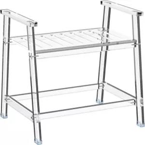 팔이 달린 GOIOIA 아크릴 샤워 의자 - 손잡이가 있는 23.62인치 투명 벤치 노인용 미끄럼 방지 방수 실내외