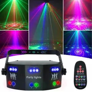 AMKI DJ 디스코 조명 DMX512 컨트롤의 15 즈 RGB 파티 무대 파티용 사운드 활성화 LED 패턴 스트로브