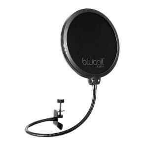 [미국배송] 전문가용 핸드헬드 마이크용 블루코일 팝 필터 윈드스크린 - 팟캐스트 라이브 스트림 스튜디오 녹화 및 방송을 위한 유연한 구스넥 클립과 스위블 마운트가 포함된 더블 레이어 스크린