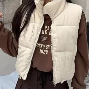 여성 겨울 조끼 스트링 크롭 패딩 베스트 데일리 여친 겨울 여성 링 스트 크롭 패션베 패딩 코듀로이
