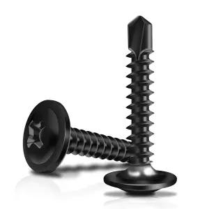 메리시노 100Pcs 10 x 1 금속용 블랙 셀프 태핑 나사 410 스테인리스 스틸 판금 트러스 헤드 고강도 퀵