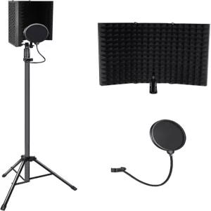 헤비 삼각대 스탠드 녹음 마이크 격리 실드 팝 필터 전문 스튜디오 팟캐스트 장비 키트 블루 예티 및 기타