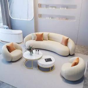 라운드 소파 곡선 쇼파 조약돌 패브릭 부클레 다이닝 라운지 대형 클라우드