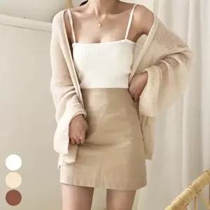 여자 여름 시원한 니트 쿨 가디건 벌룬 노버튼 루즈핏 (KYR-WCB3338)