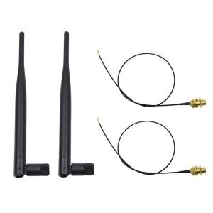 하이파인 2 x 2.4GHz 6dBi 실내 전방향 WiFi 안테나 802.11n /b /g RP-SMA 여성 커넥터 + 20cm /8인치 U.FL /IPEX to 피그테일 케이블