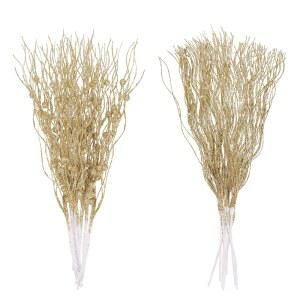 [미국배송] LOVER 18팩 크리스마스 인조 글리터 베리 줄기 장식품 15.7인치 장식용 트리 DIY 공예 꽃병 필러 파티 용품(골드)으로 나뭇가지 구슬 스틱 선택