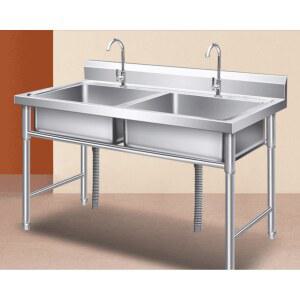 업소용싱크대 주방 2구 세면대 업소 간이주방 캠핑 100x50x80 보조 탕비실 조리대